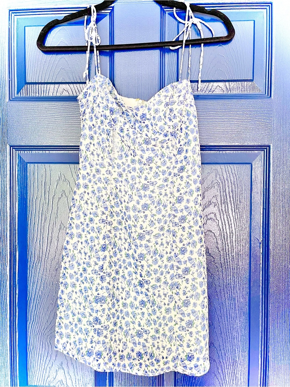 Beginning Boutique Blue White Floral Spaghetti Strap Dress Size 2